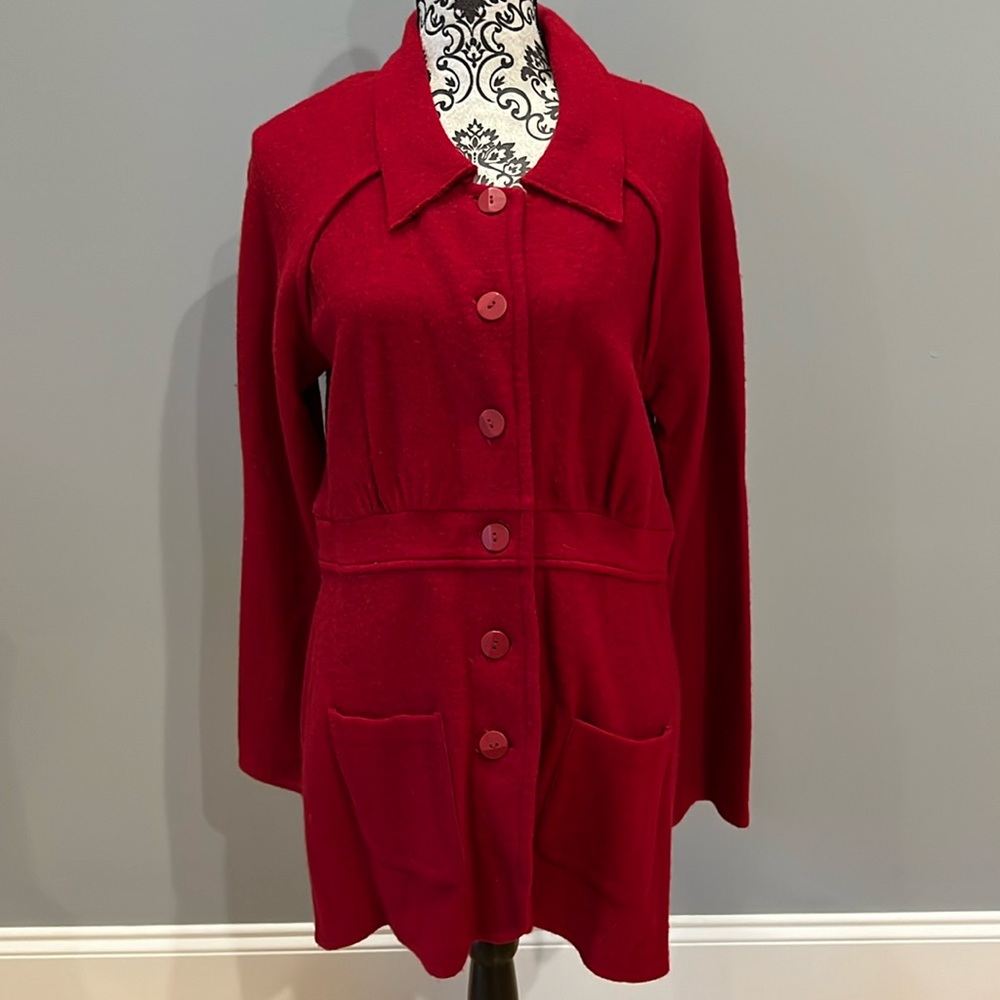 Dark red wool sweater jacket